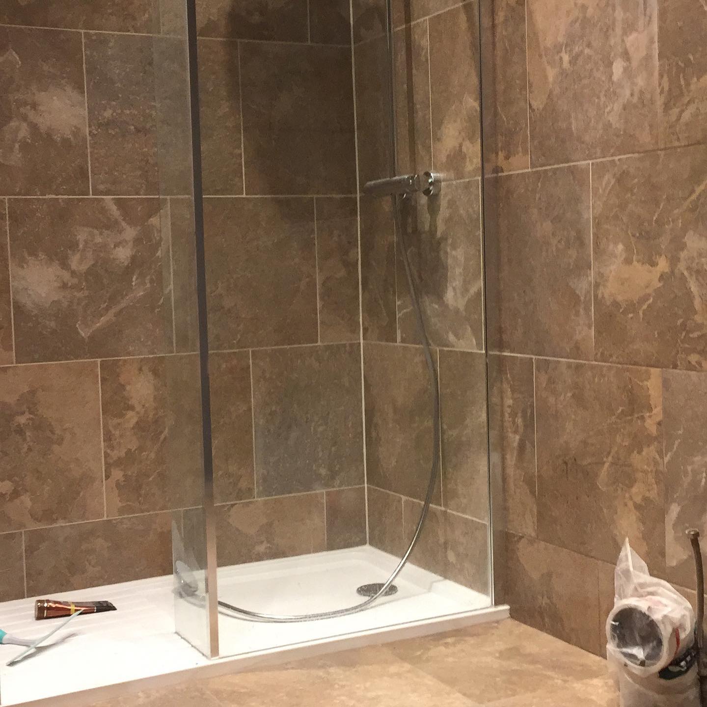 Modern bathroom with chrome fittings